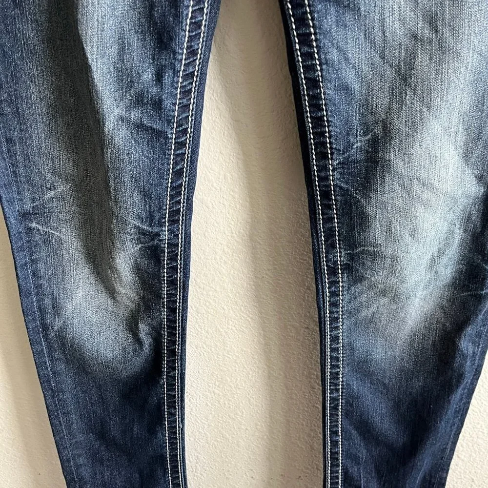 NWOT Miss Me Dark Wash Skinny Stitch Jeans Size 27 Style JS5014S195